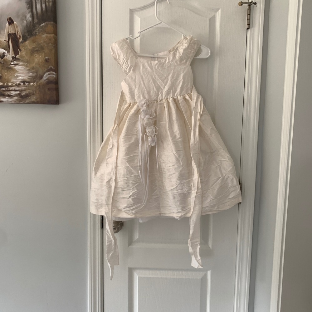 Kiki USA Kids Silk‎ Blend Flower Girl Dress Ivory Cream Formal Sz 5-6 Style 5013